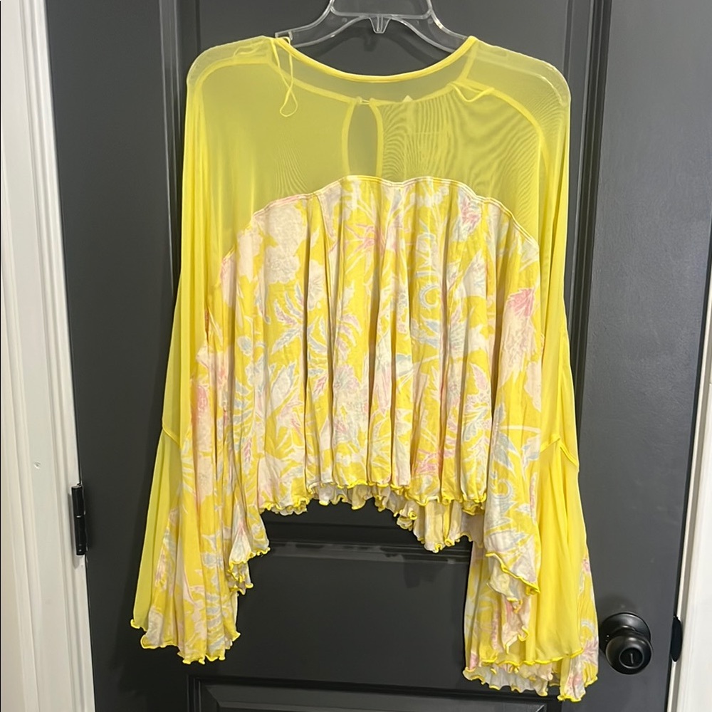 Free People Yellow Ruffled Blouse